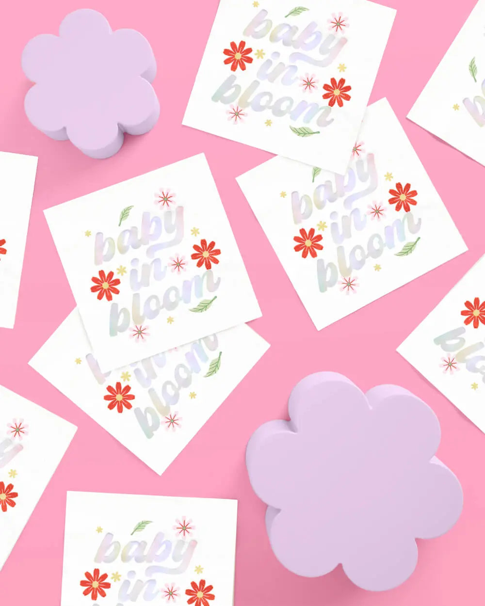 Baby in Bloom Napkins - 50 white napkins xo, Fetti