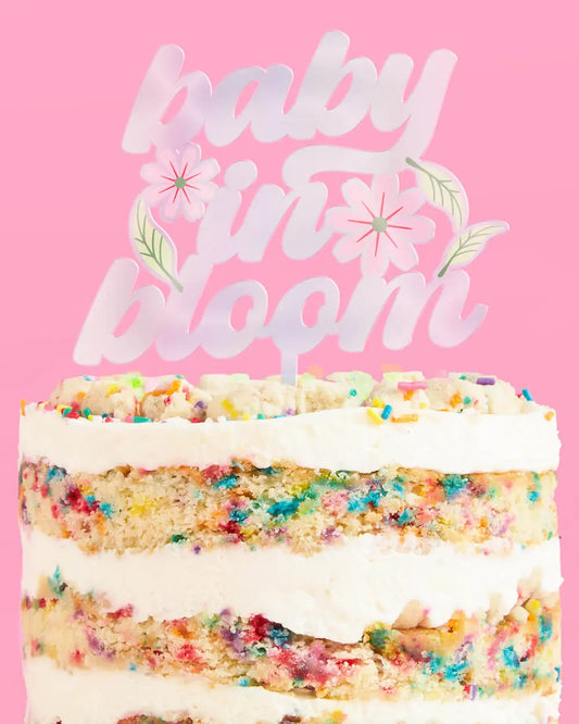 Baby in Bloom Topper - iridescent cake topper xo, Fetti