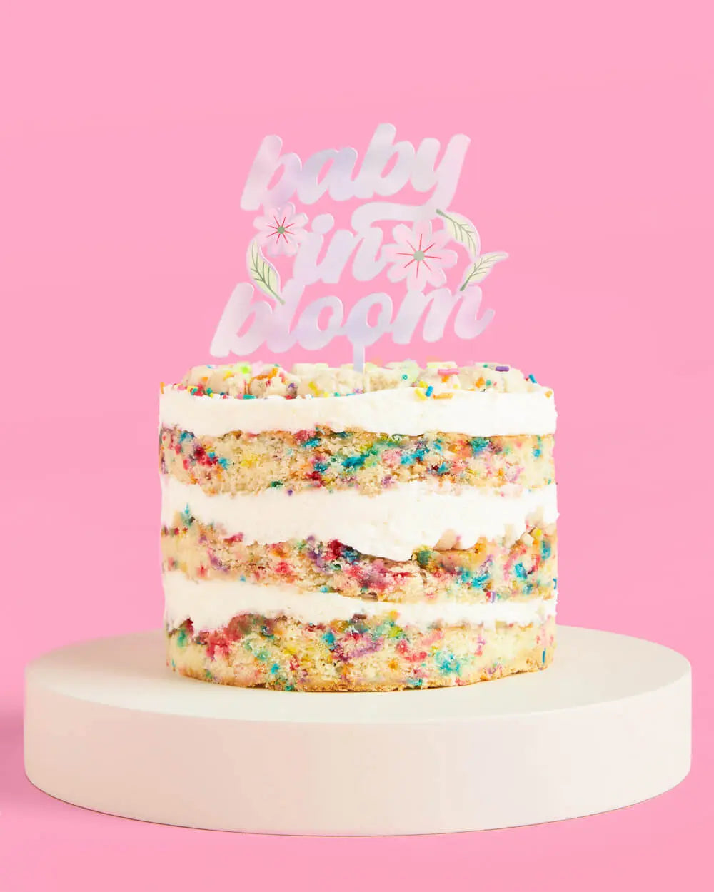 Baby in Bloom Topper - iridescent cake topper xo, Fetti