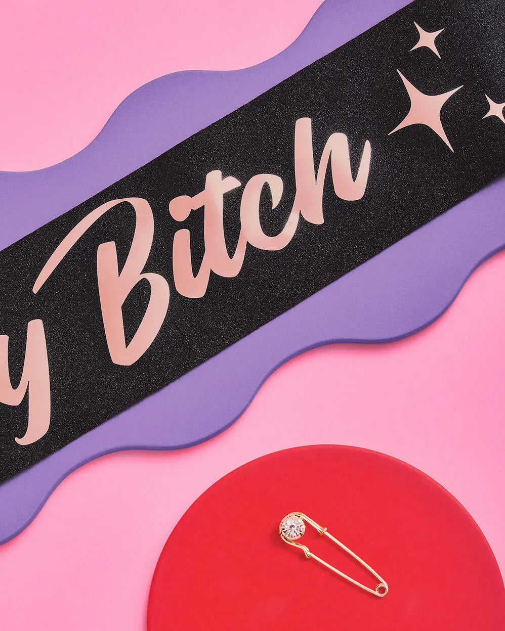 Bday B*tch Sash - black glitter + rose gold foil xo, Fetti