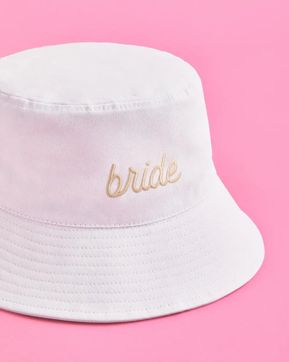 Beige Bride Bucket Hat - embroidered cotton hat xo, Fetti