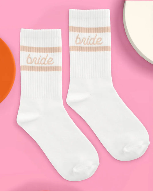 Beige Bride Socks - white tube socks xo, Fetti