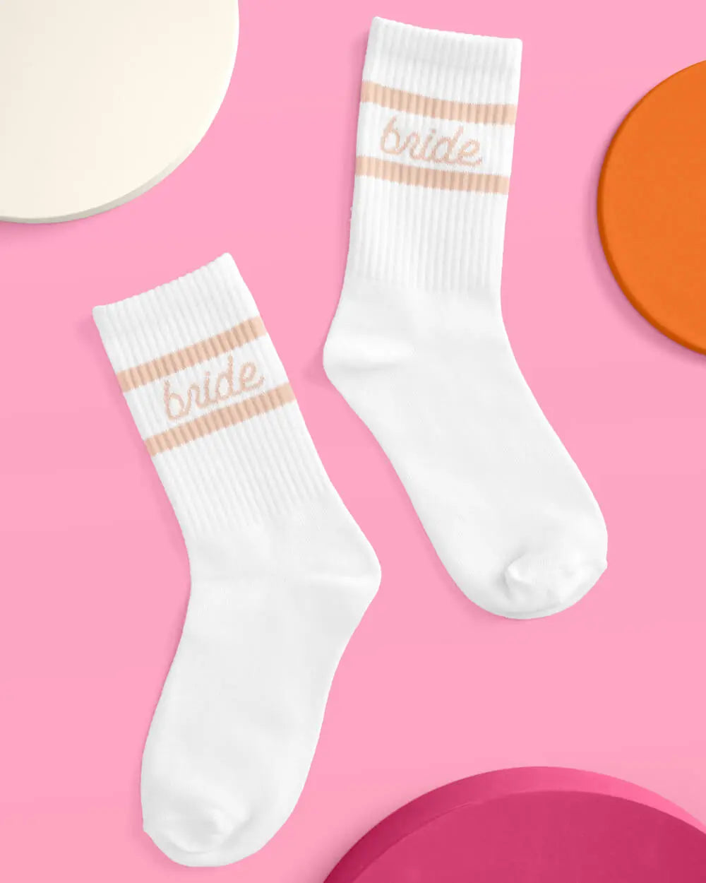 Beige Bride Socks - white tube socks xo, Fetti