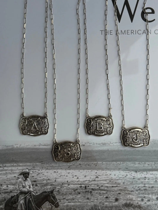 Belt Buckle Initial Necklace Wild Junkie