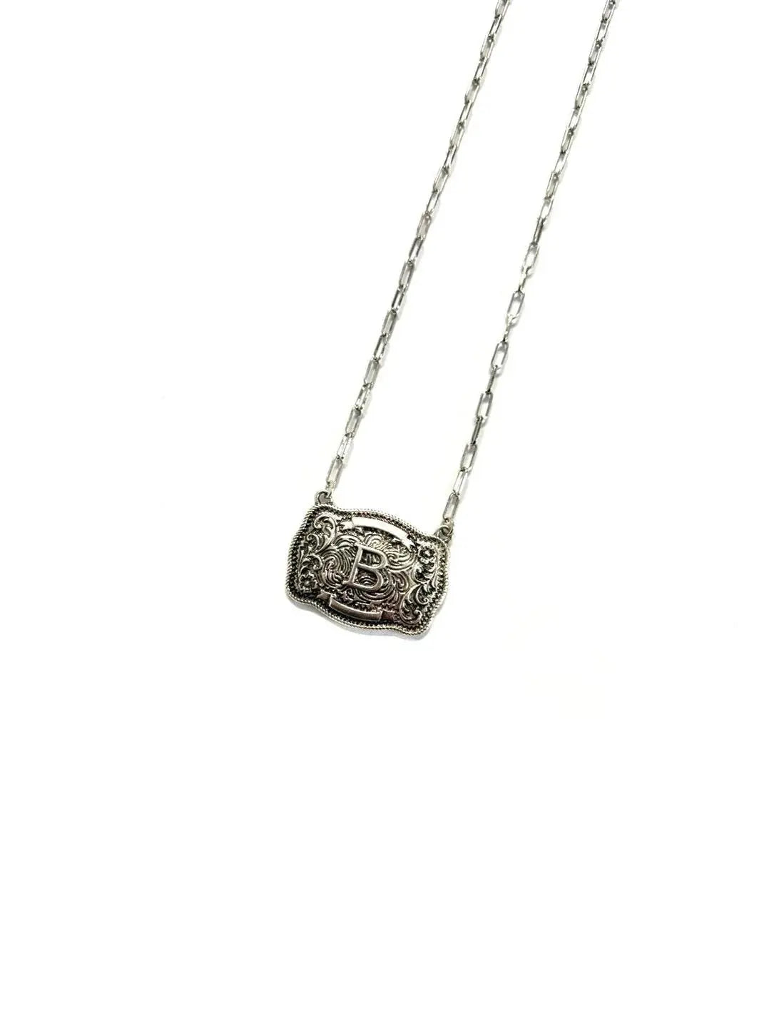 Belt Buckle Initial Necklace Wild Junkie