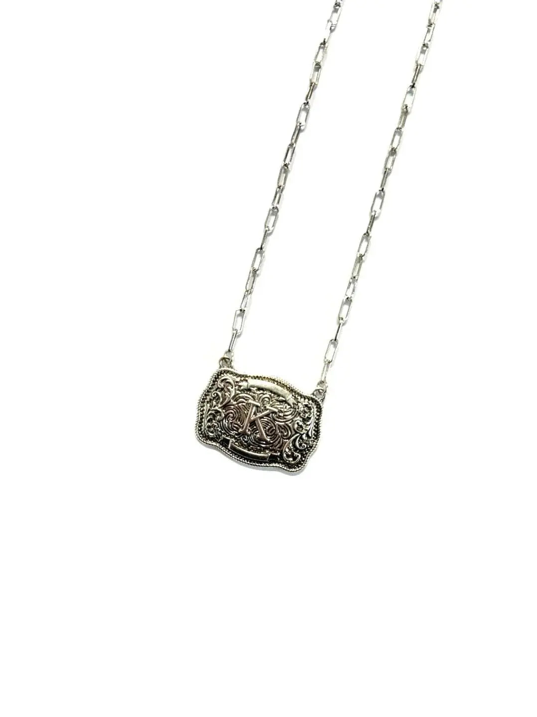 Belt Buckle Initial Necklace Wild Junkie