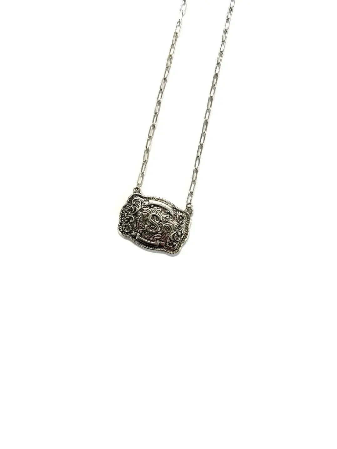 Belt Buckle Initial Necklace Wild Junkie