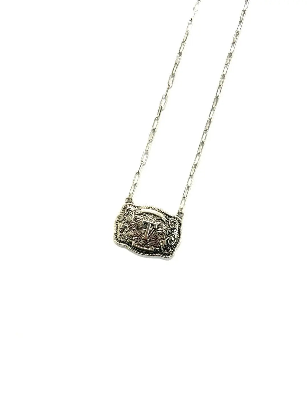 Belt Buckle Initial Necklace Wild Junkie