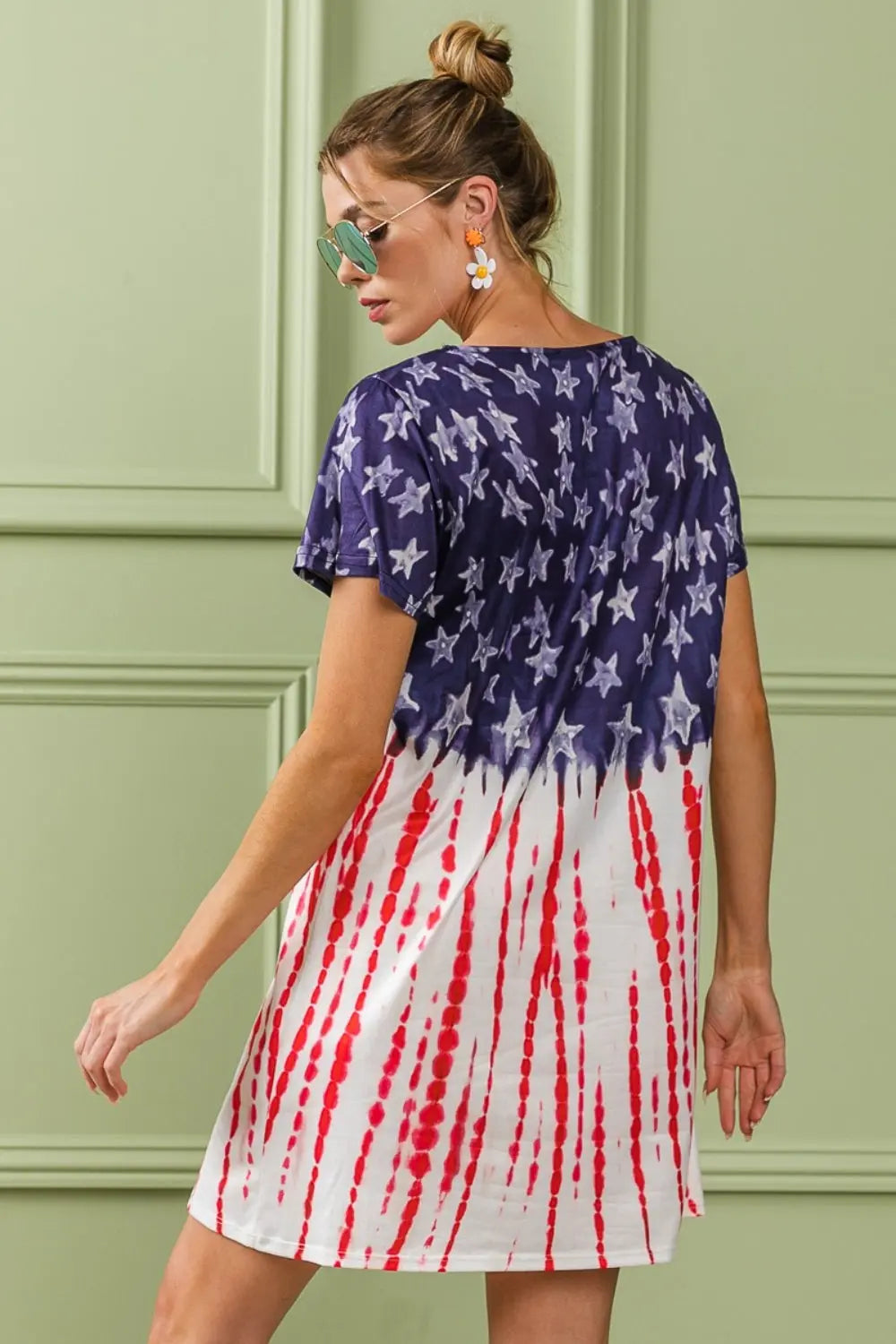 BiBi American Flag Theme Tee Dress Trendsi