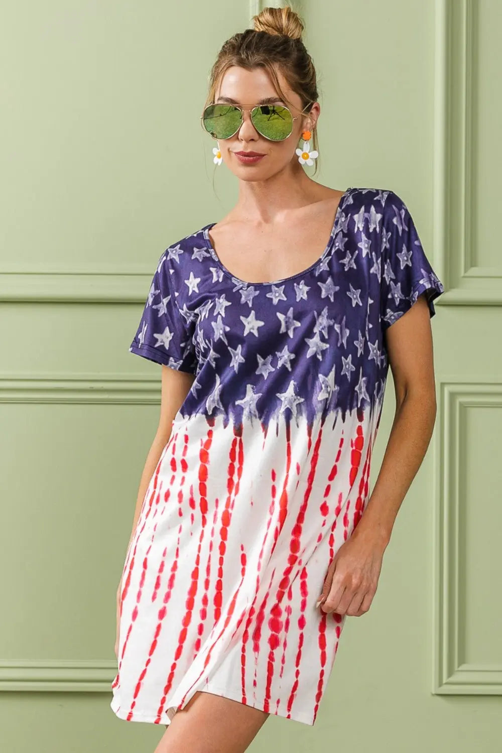 BiBi American Flag Theme Tee Dress Trendsi