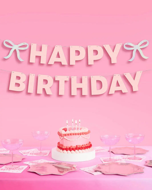 Birthday Bow Banner - foil + glitter banner xo, Fetti