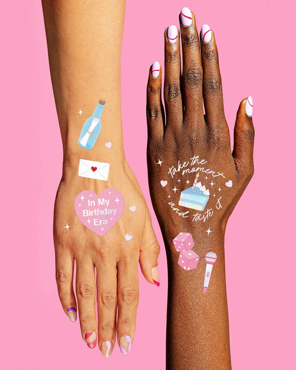 Birthday Era Tats - 50 temporary tattoos xo, Fetti