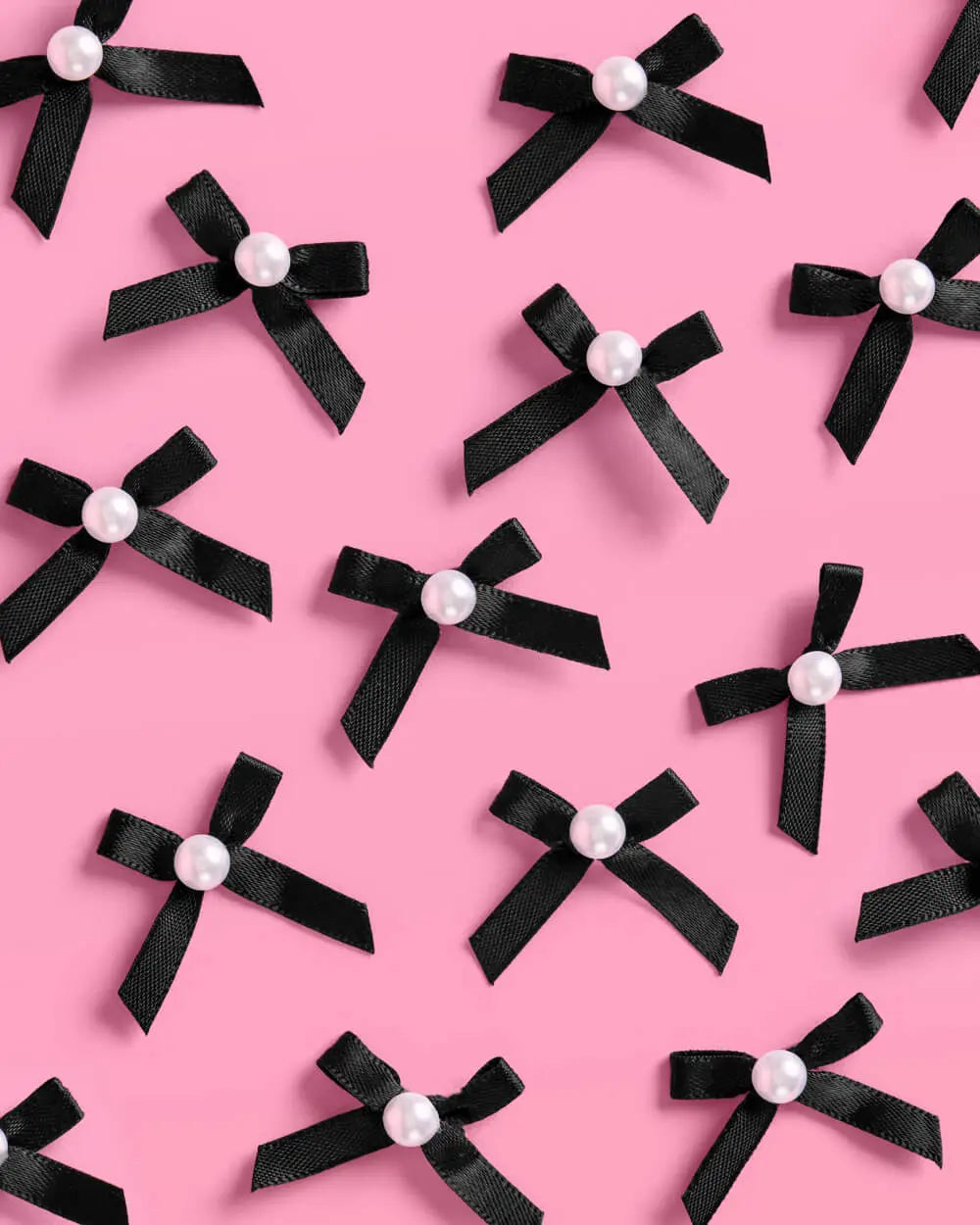 Black Bow Cake Toppers - 12 black + pearl cake toppers xo, Fetti