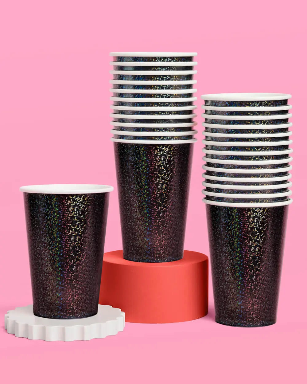 Black Shimmer Cups - 50 paper cups xo, Fetti