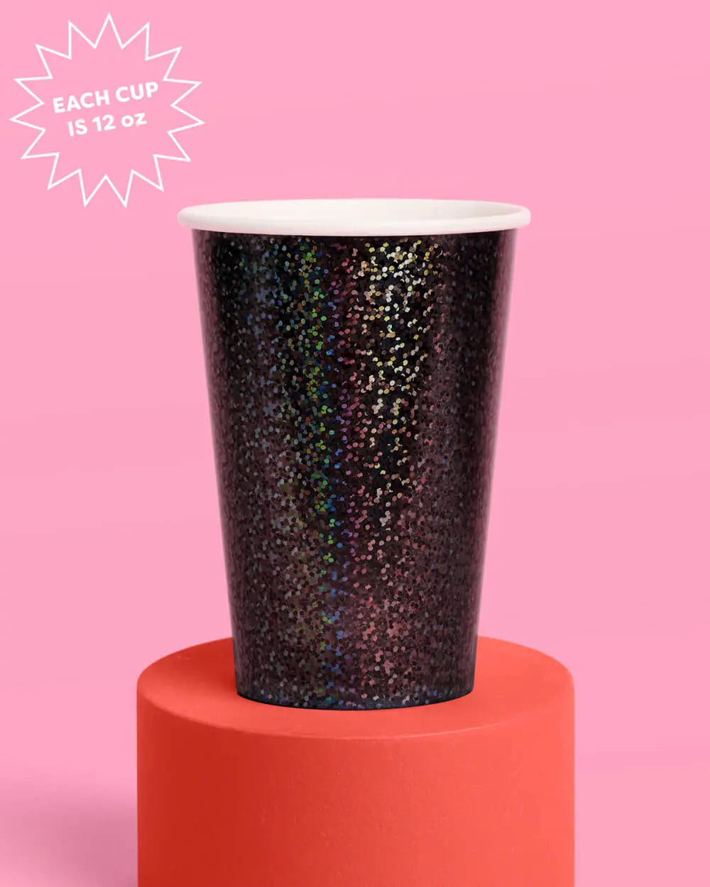 Black Shimmer Cups - 50 paper cups xo, Fetti
