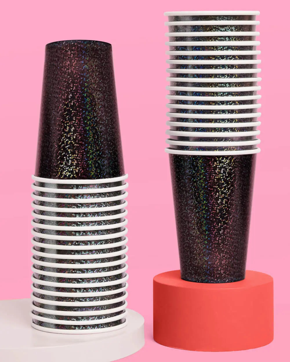 Black Shimmer Cups - 50 paper cups xo, Fetti