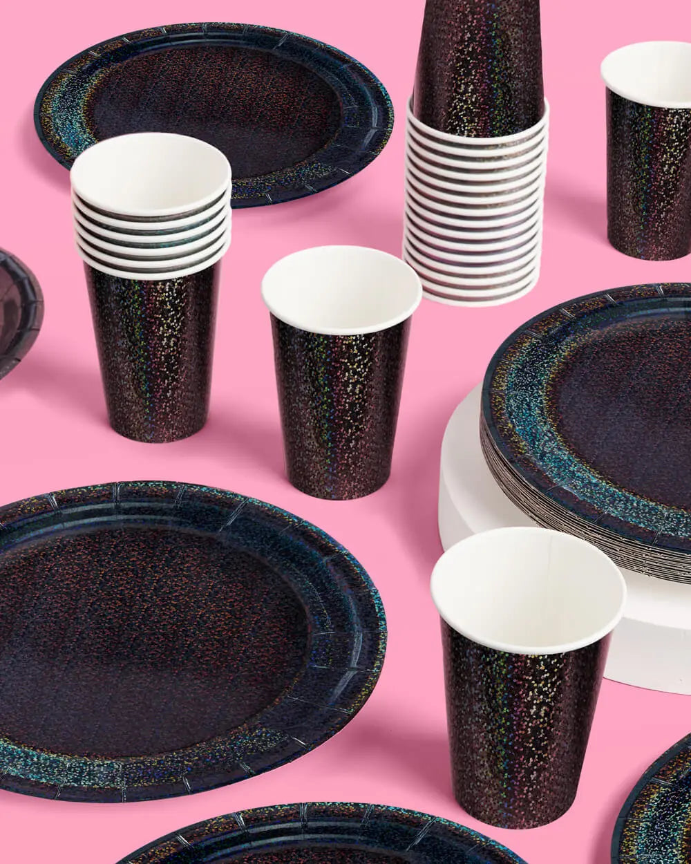 Black Shimmer Cups - 50 paper cups xo, Fetti