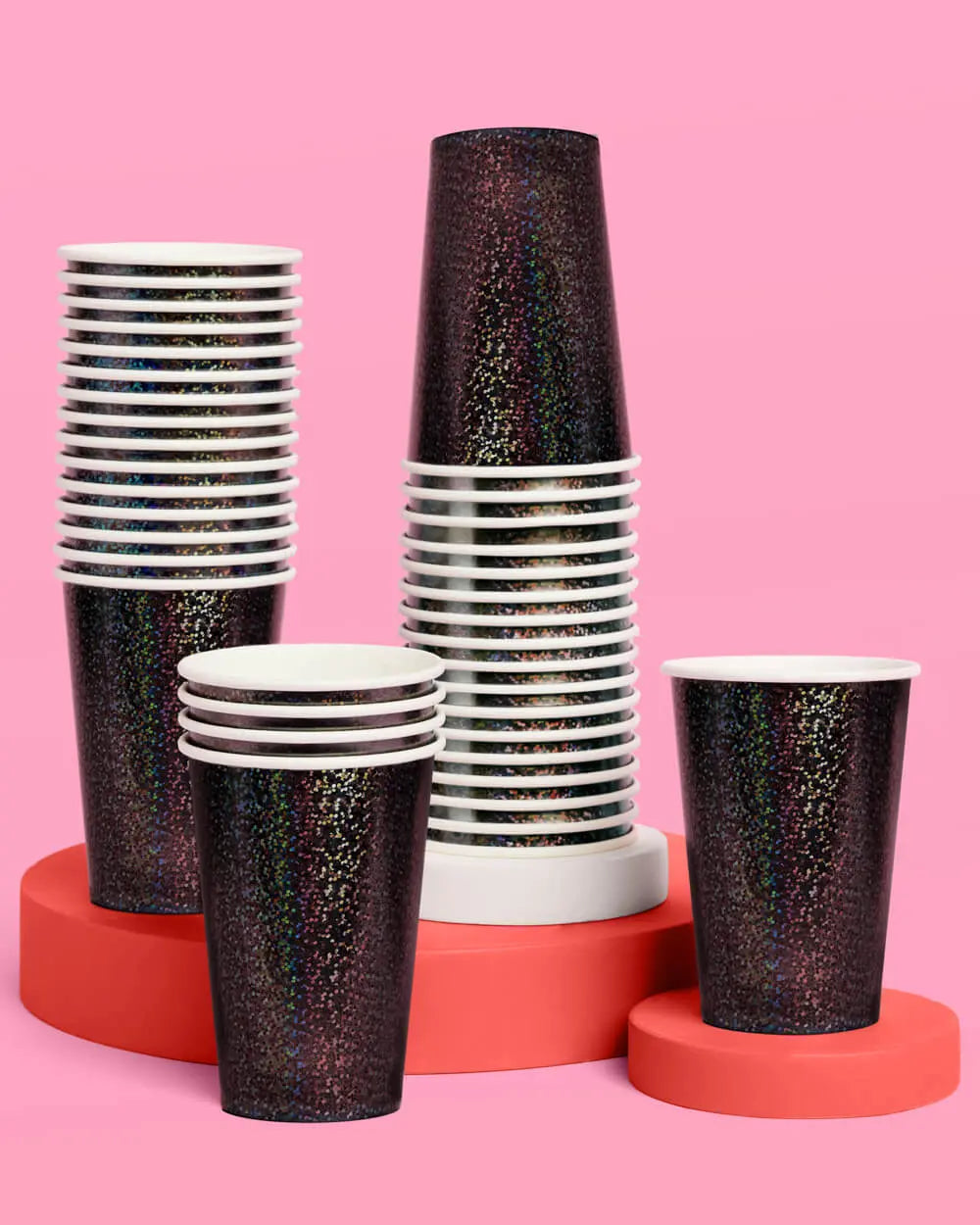 Black Shimmer Cups - 50 paper cups xo, Fetti