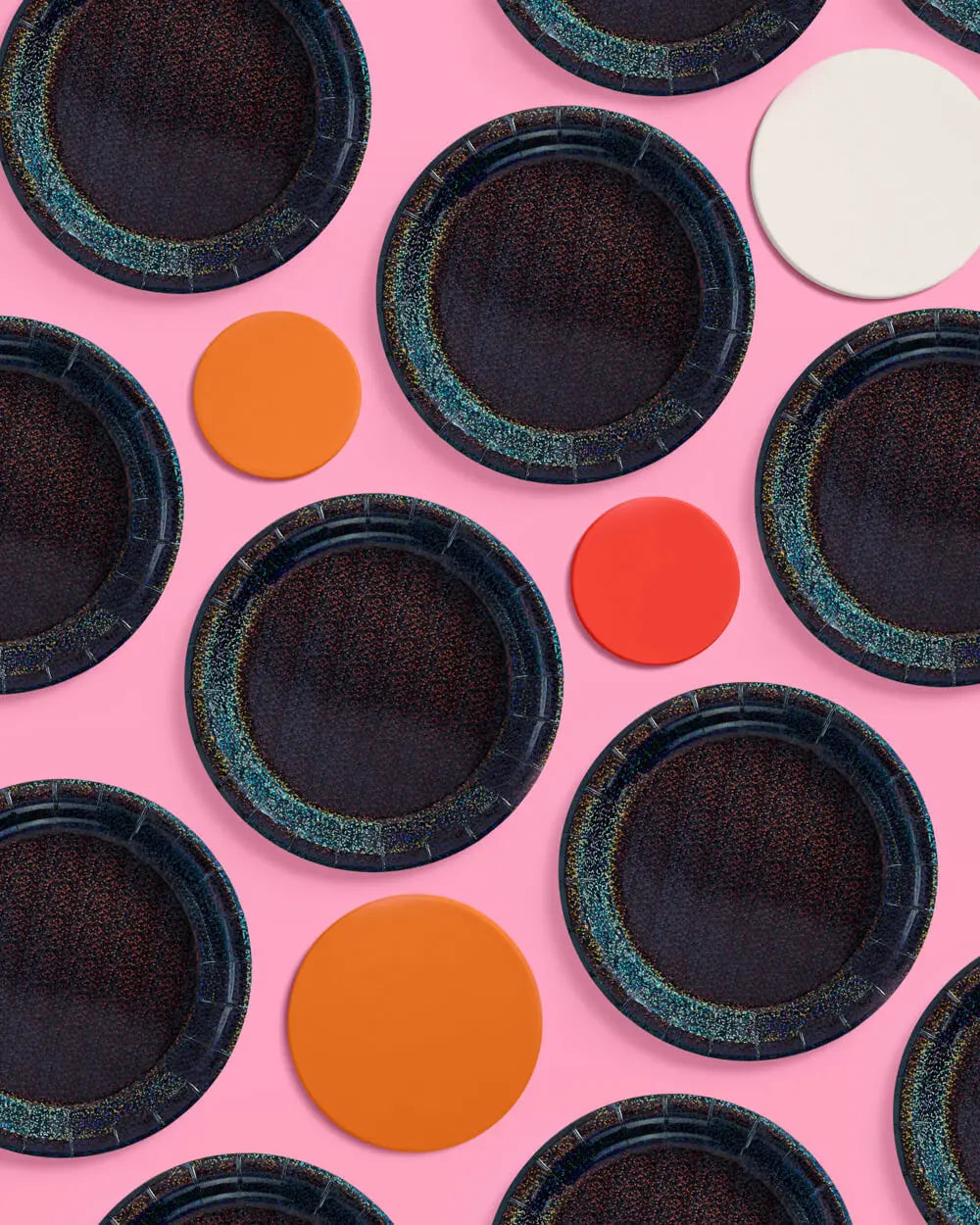 Black Shimmer Plates - 25 paper plates xo, Fetti
