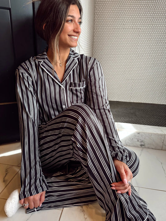 Black Stripe Pajama Set KenzKustomz