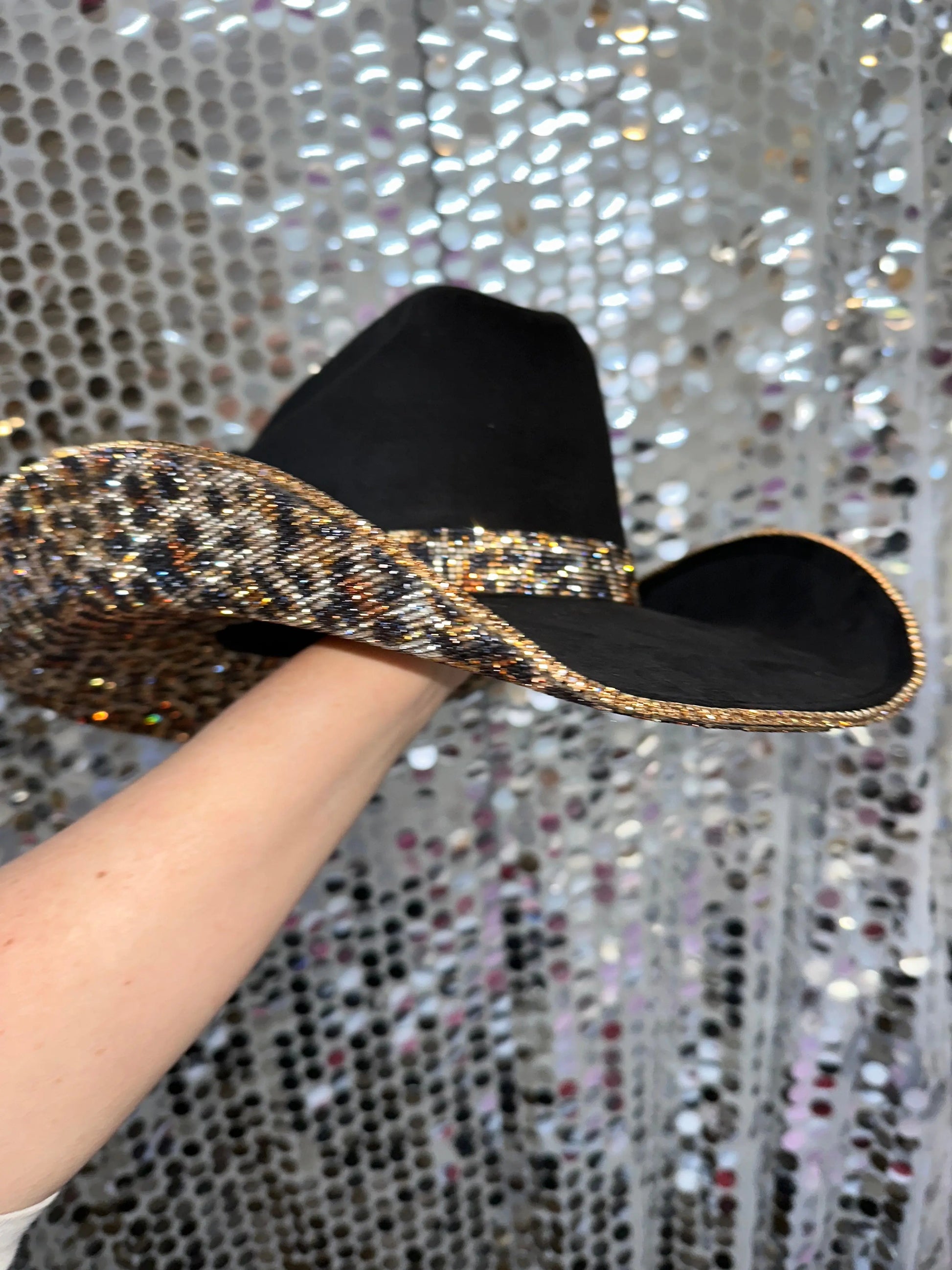 Black Suede & Brown Leopard Rhinestones Rhinestone Cowgirl