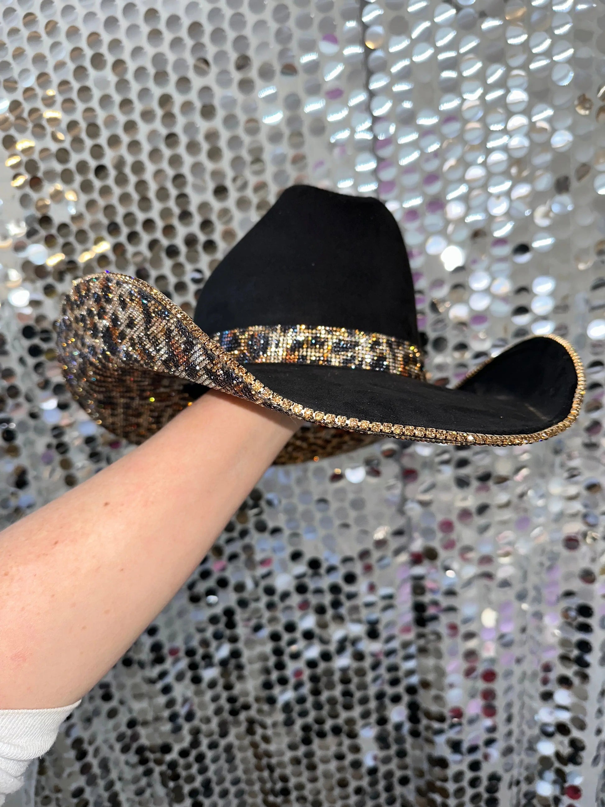 Black Suede & Brown Leopard Rhinestones Rhinestone Cowgirl