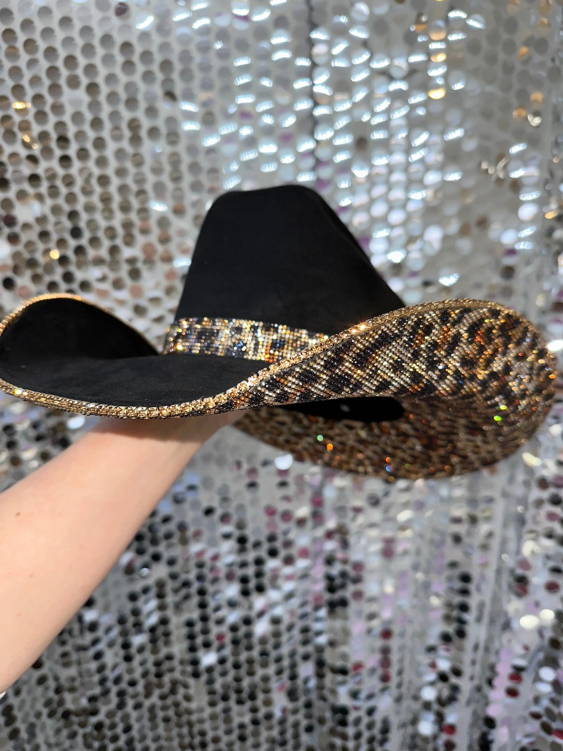 Black Suede & Brown Leopard Rhinestones Rhinestone Cowgirl