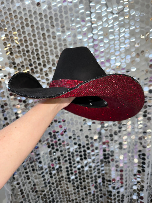 Black Suede & Maroon Rhinestones Rhinestone Cowgirl