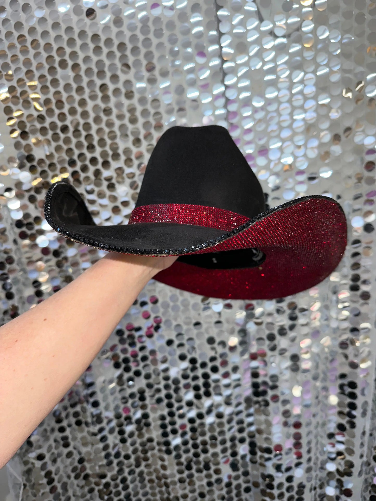 Black Suede & Maroon Rhinestones Rhinestone Cowgirl