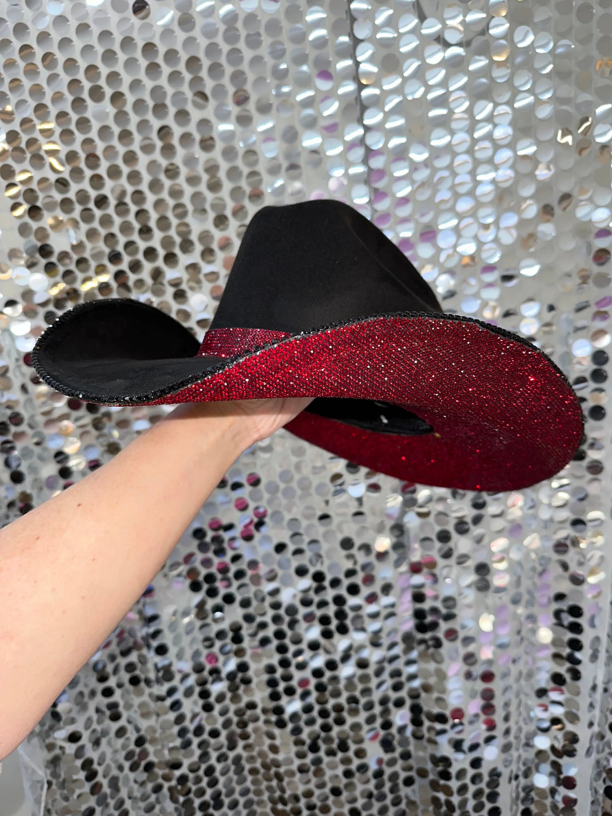 Black Suede & Maroon Rhinestones Rhinestone Cowgirl