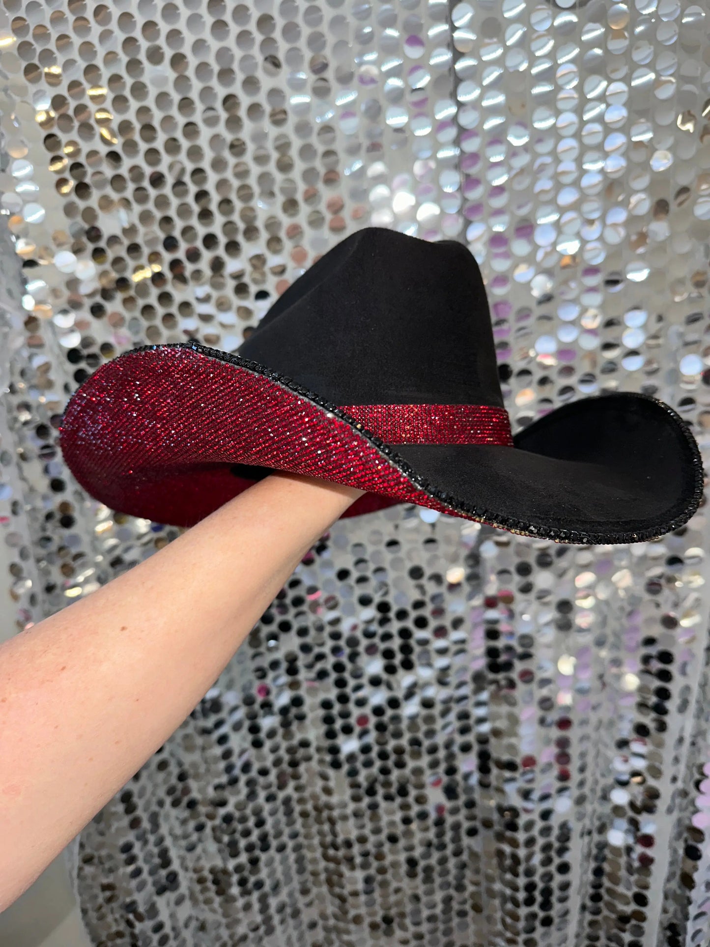 Black Suede & Maroon Rhinestones Rhinestone Cowgirl