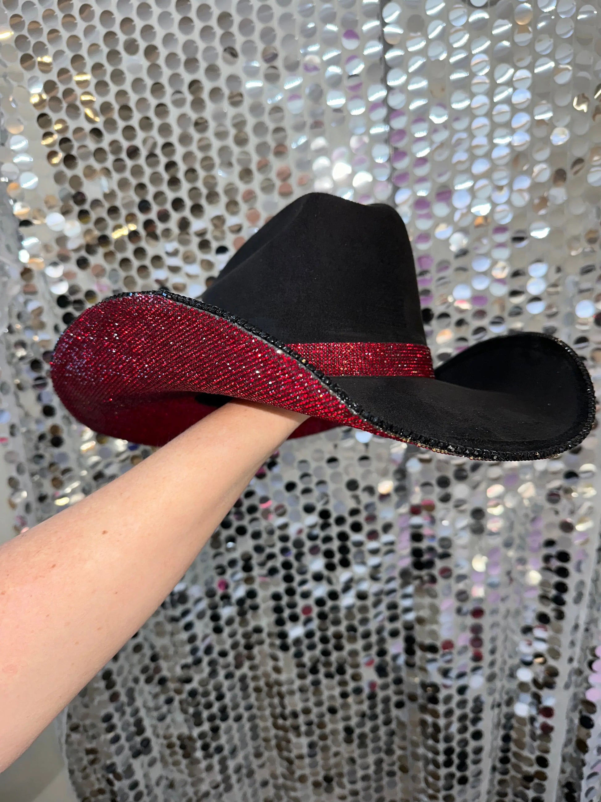 Black Suede & Maroon Rhinestones Rhinestone Cowgirl