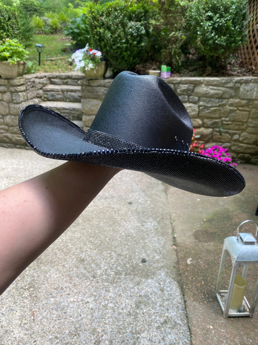 "Blacked Out" - Underneath Brim Only Rhinestone Cowgirl