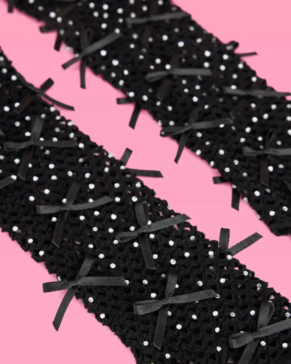 Blackout Gloves - fishnet bow gloves xo, Fetti