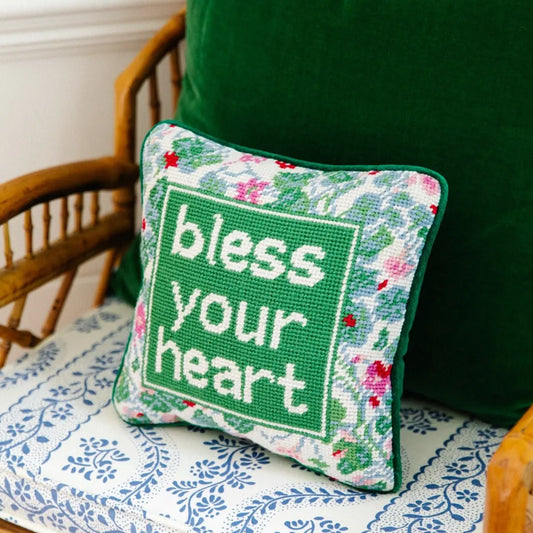 Bless Your Heart Needlepoint Pillow Furbish Studio