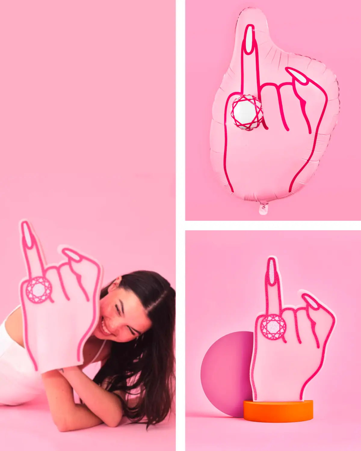 Bling Ring Basics - foam finger + balloon xo, Fetti