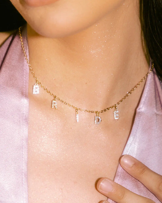 Bling Ring Necklace - bride pave necklace xo, Fetti
