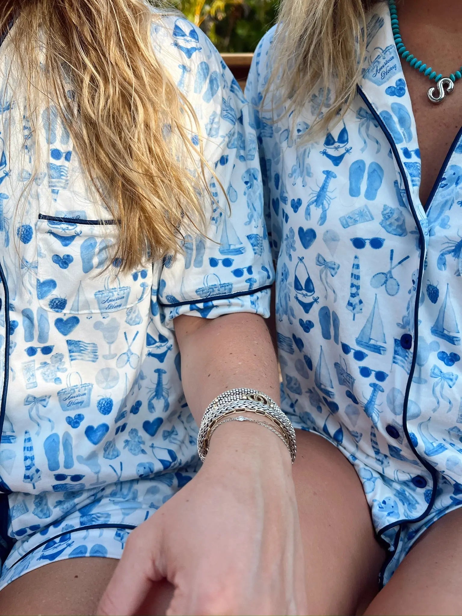 Blue Americana - Short Sleeve Pajama Set KenzKustomz
