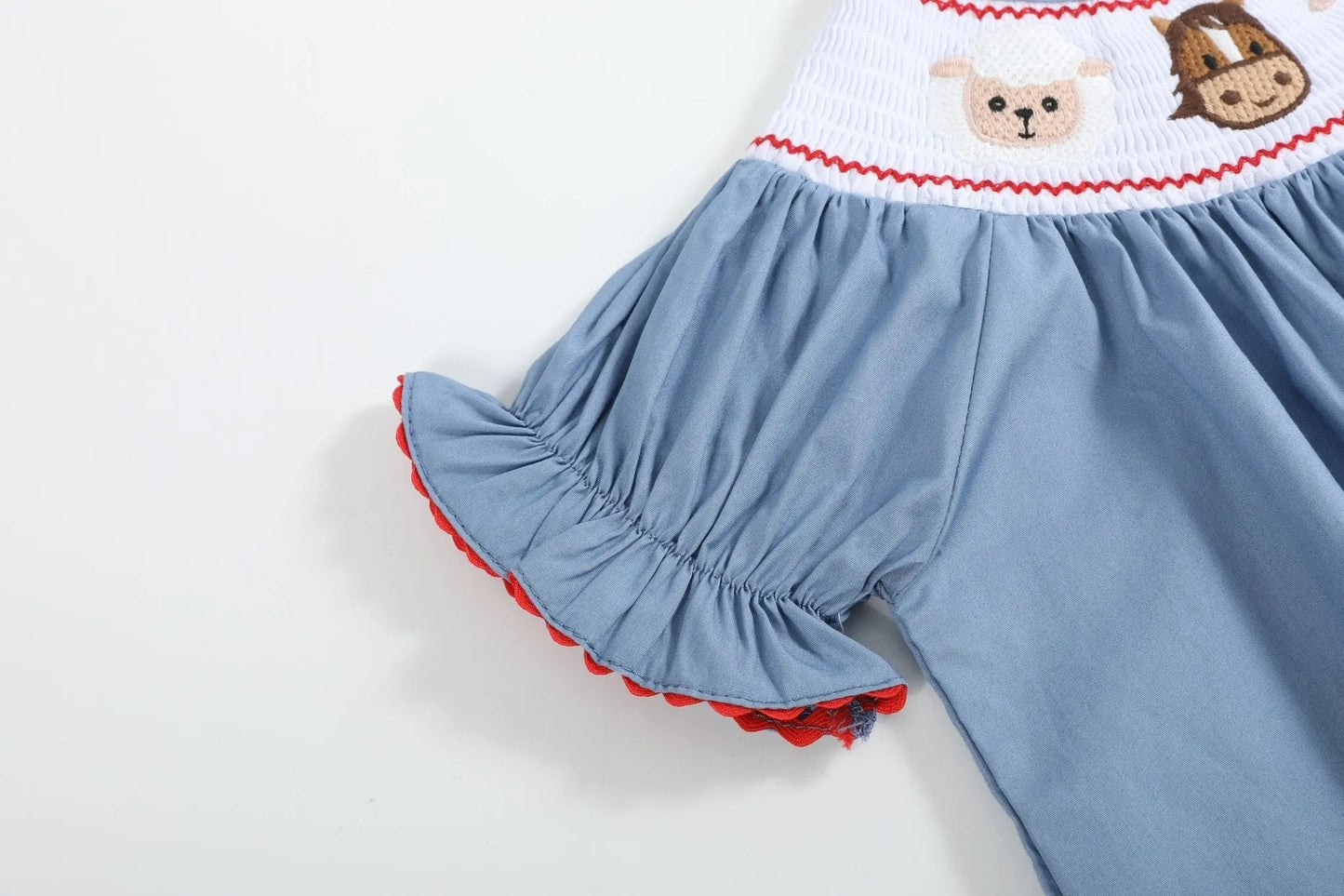 Blue Farm Animal Smocked Bishop Dress Lil Cactus