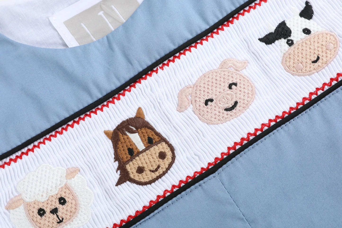 Blue Farm Animals Smocked Overalls Lil Cactus
