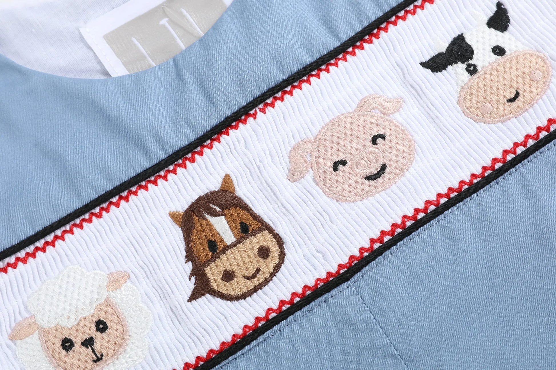 Blue Farm Animals Smocked Overalls Lil Cactus