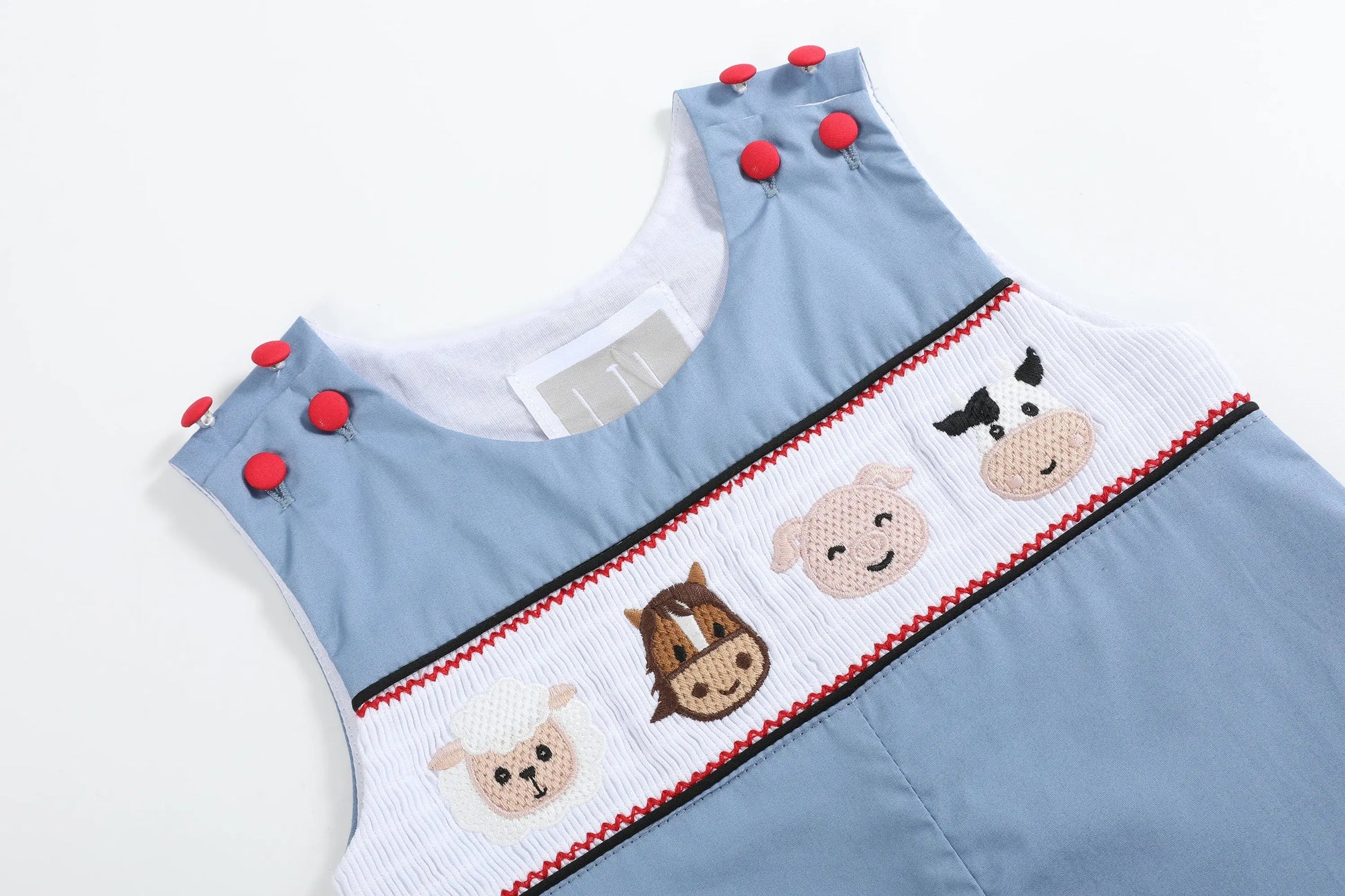 Blue Farm Animals Smocked Overalls Lil Cactus