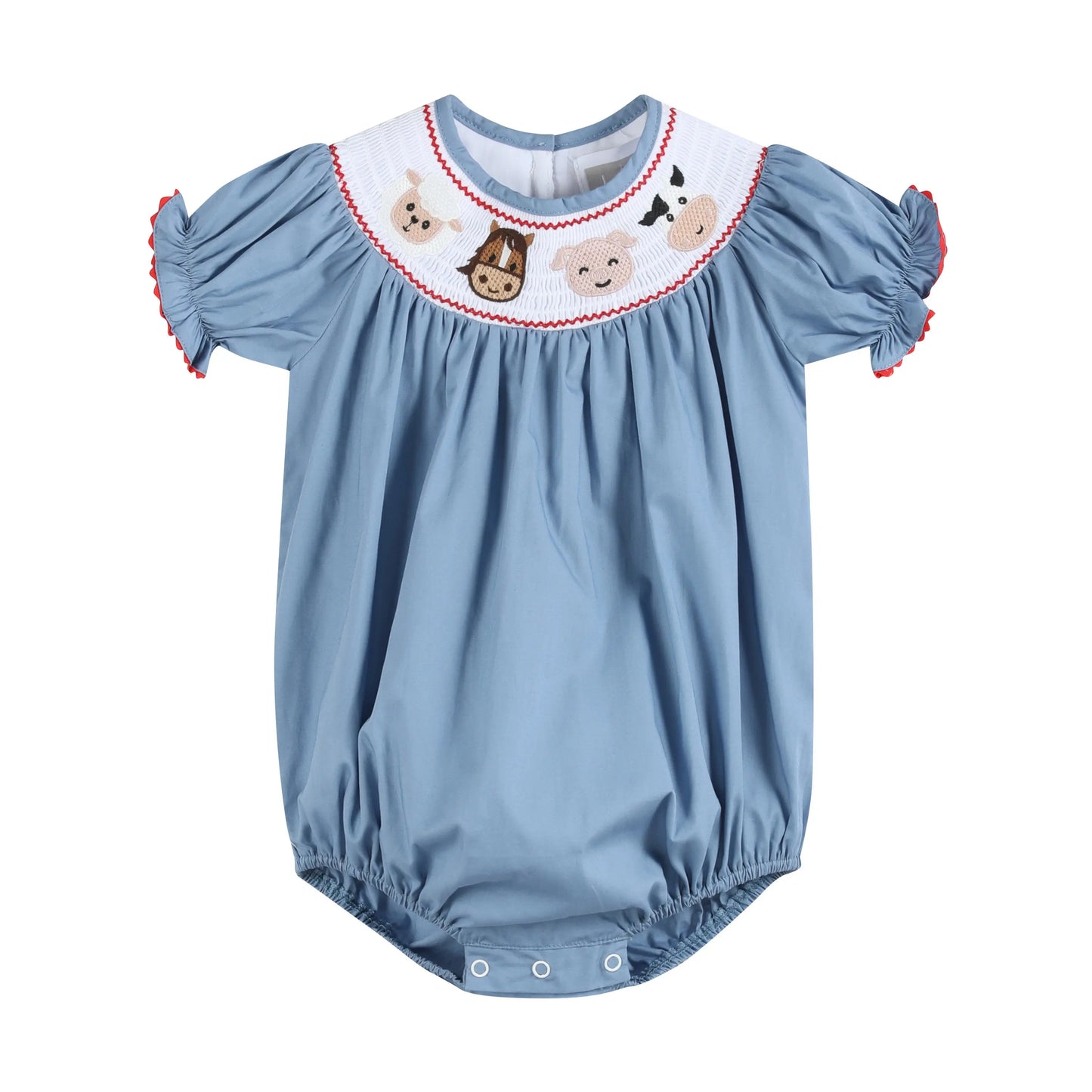 Blue Farm Animals Smocked Romper Lil Cactus