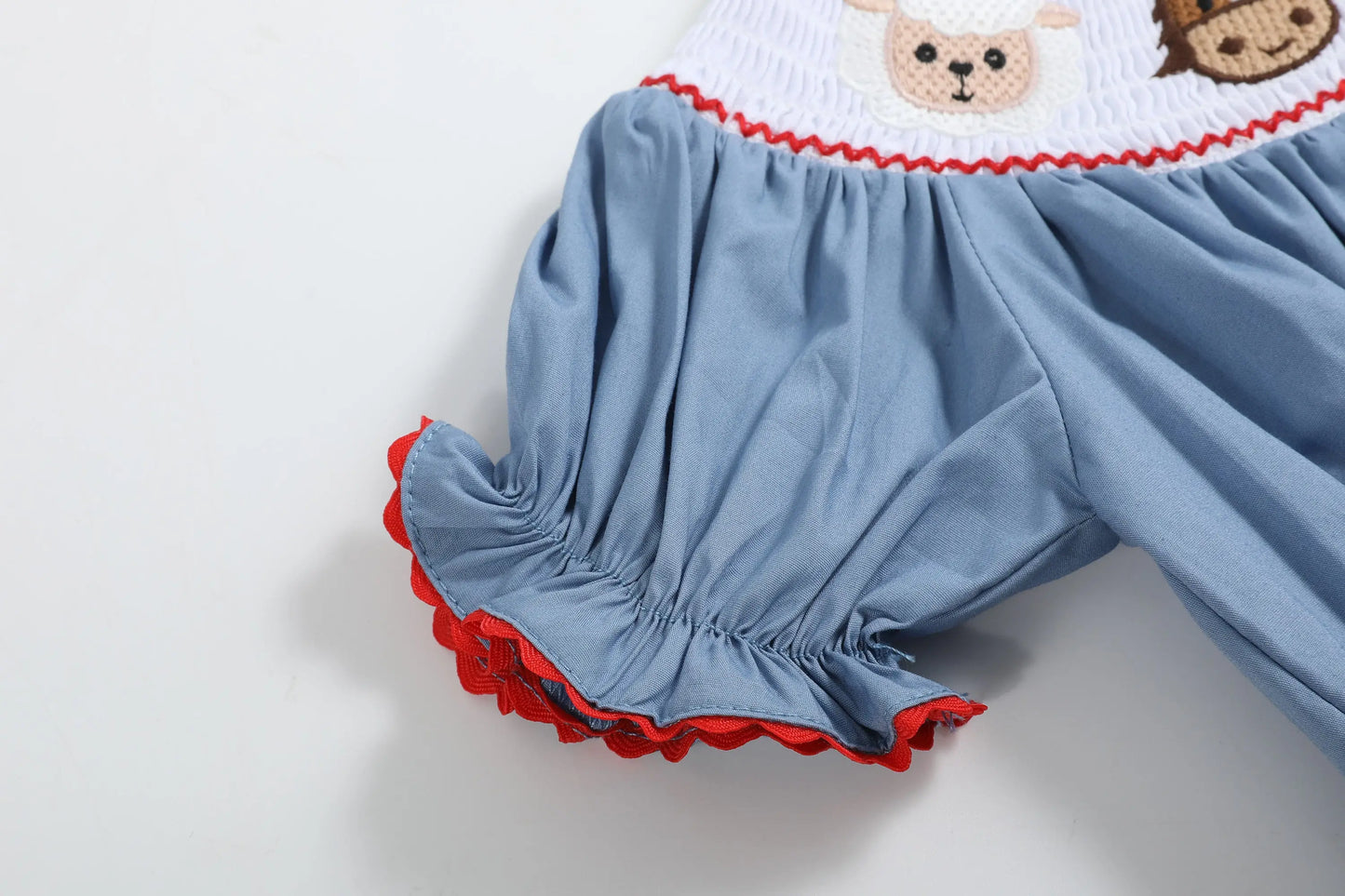 Blue Farm Animals Smocked Romper Lil Cactus