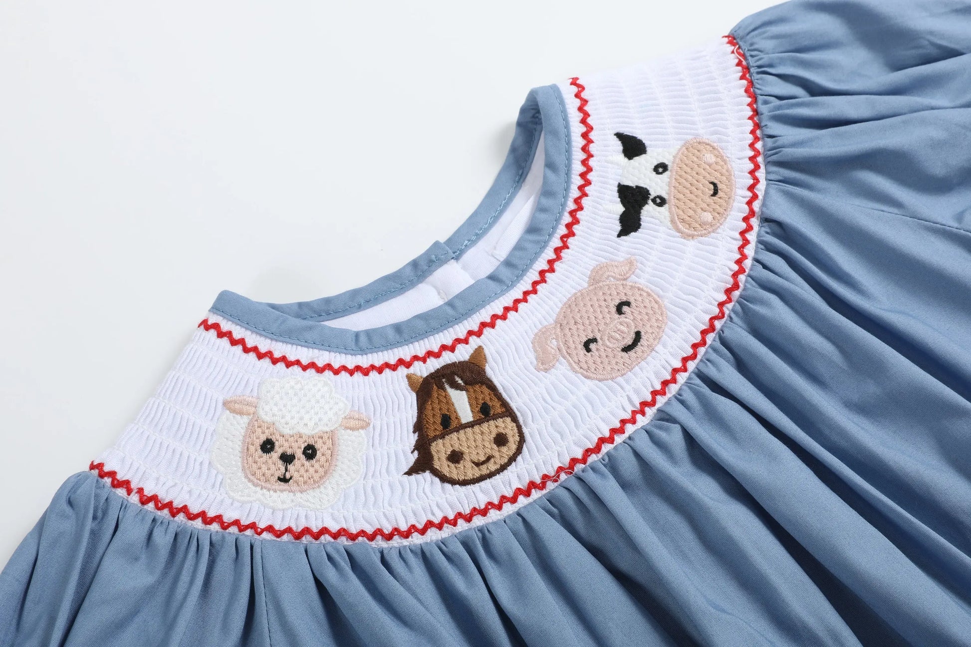Blue Farm Animals Smocked Romper Lil Cactus