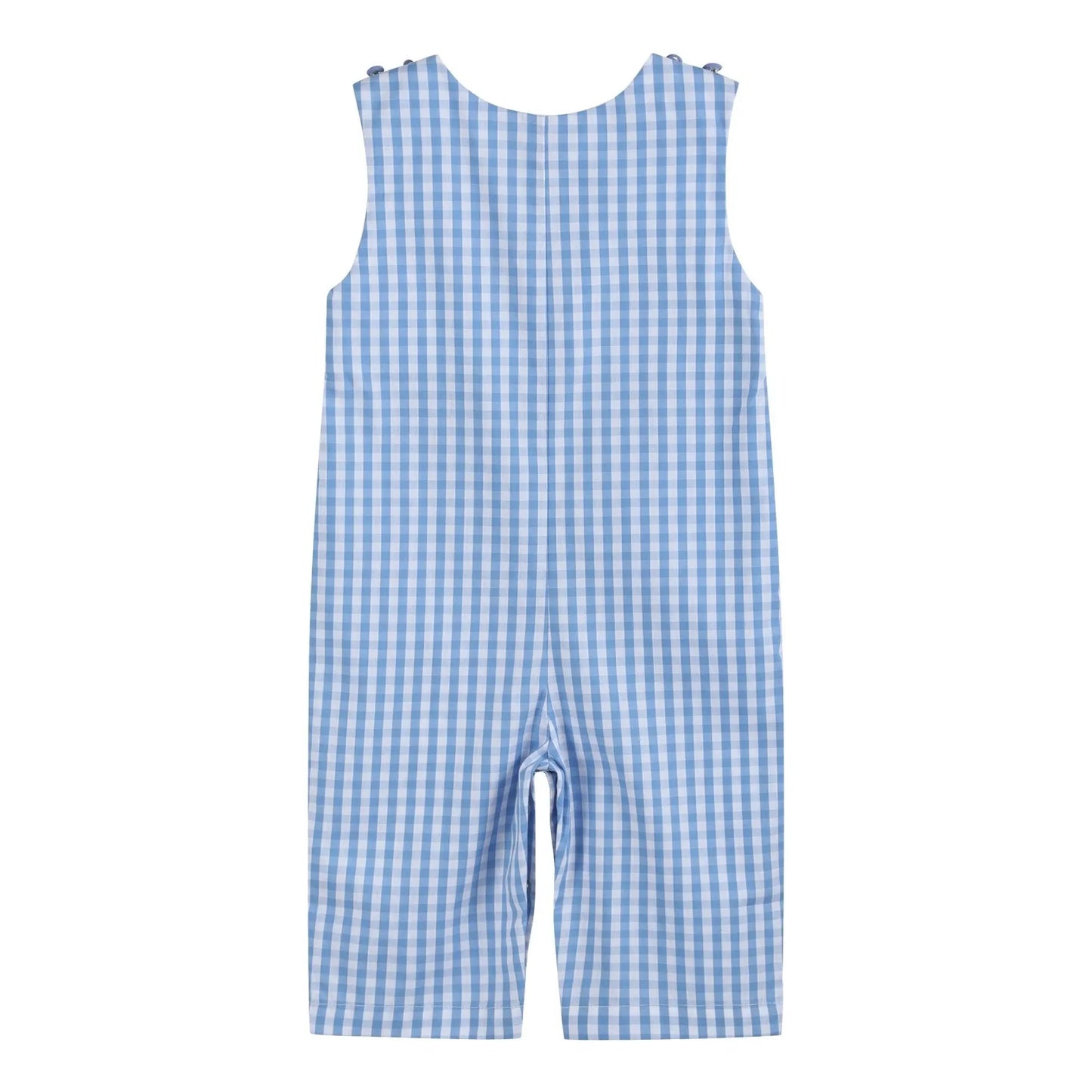 Blue Gingham Emergency Vehicles Smocked Overalls Lil Cactus