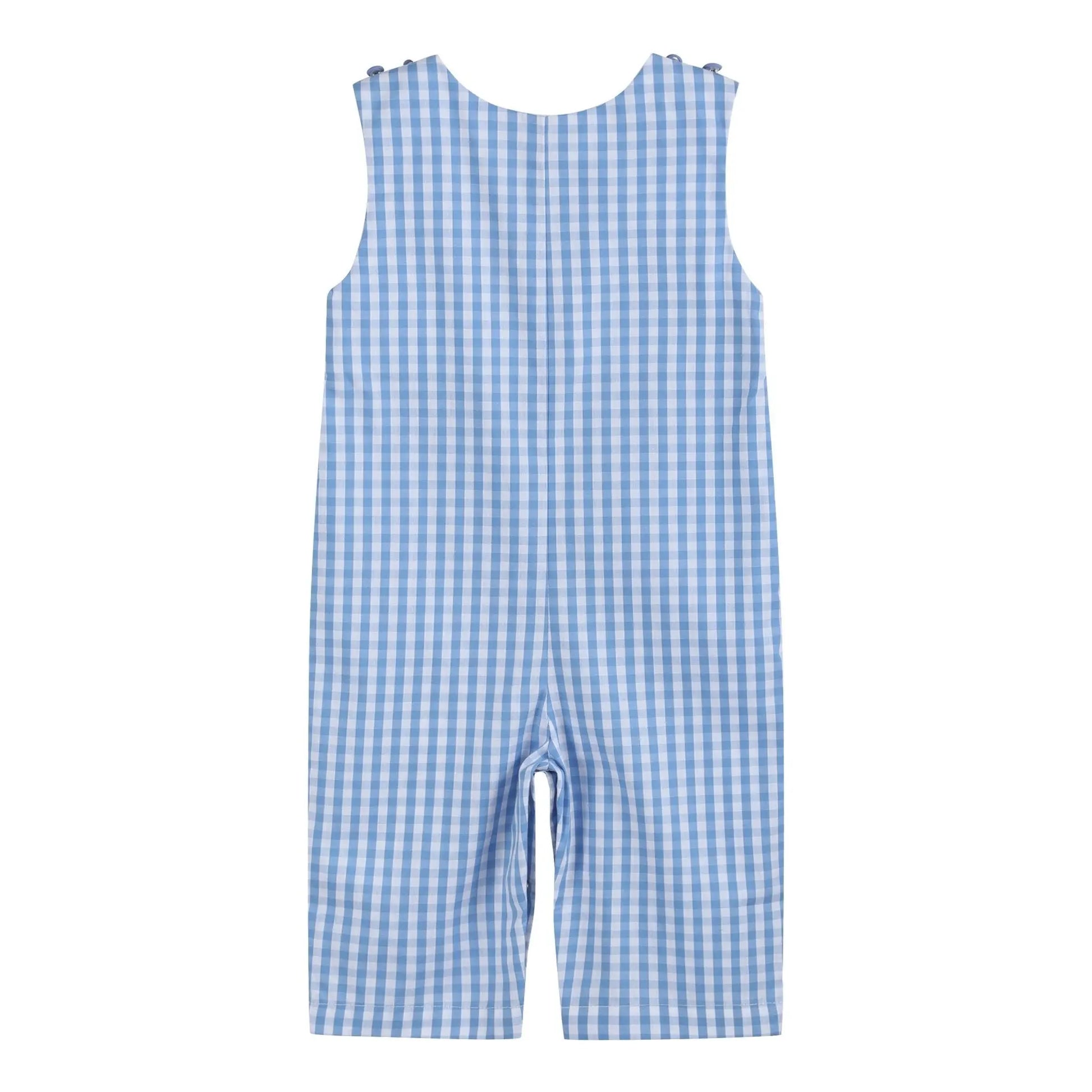 Blue Gingham Emergency Vehicles Smocked Overalls Lil Cactus