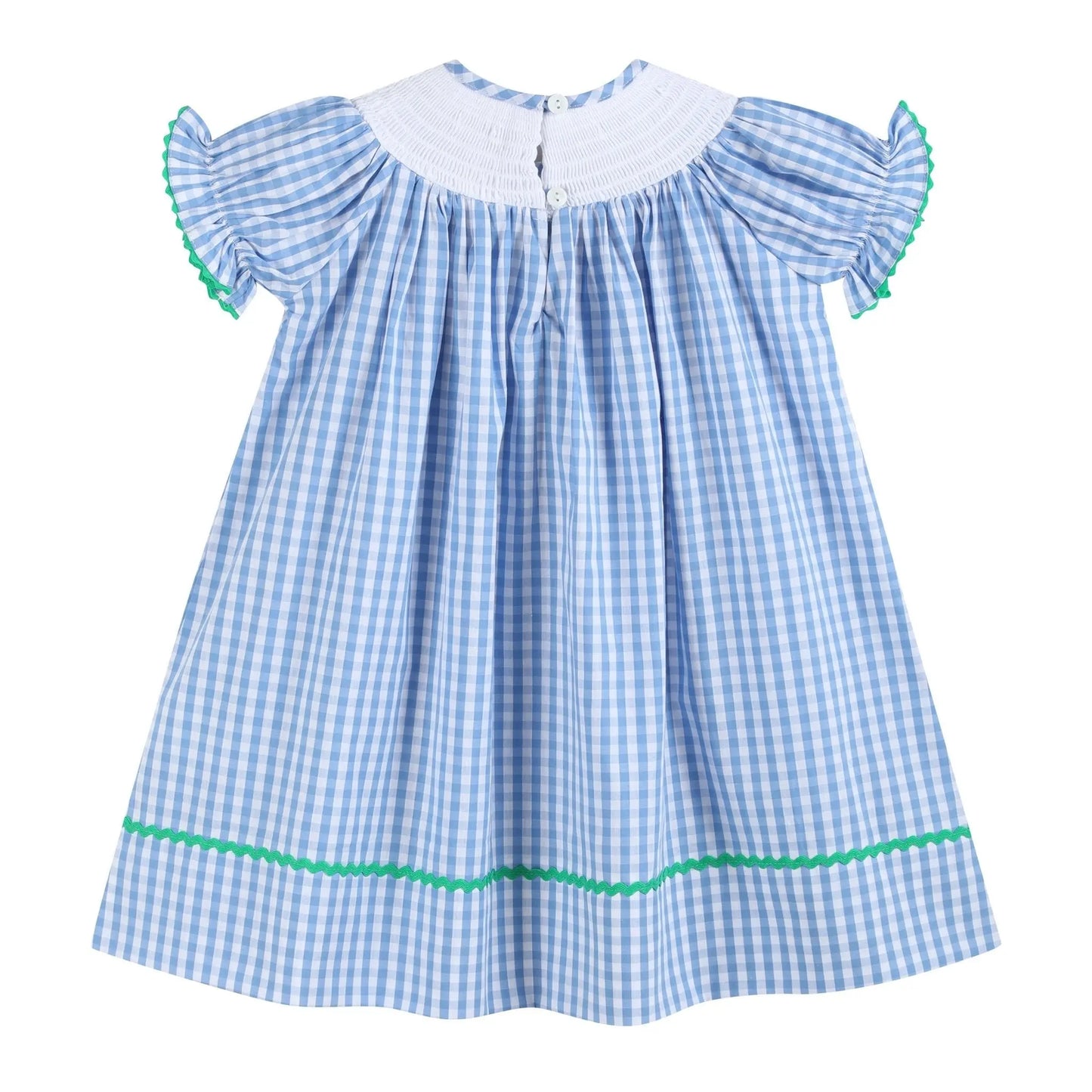 Blue Gingham Farm Smocked Bishop Dress Lil Cactus
