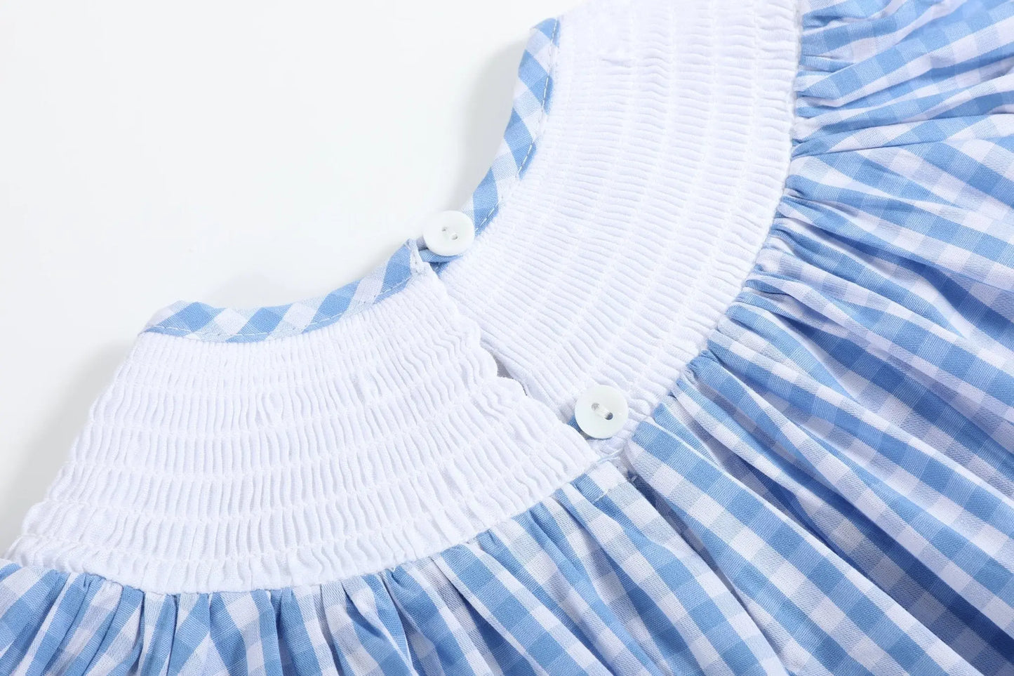 Blue Gingham Farm Smocked Bishop Dress Lil Cactus