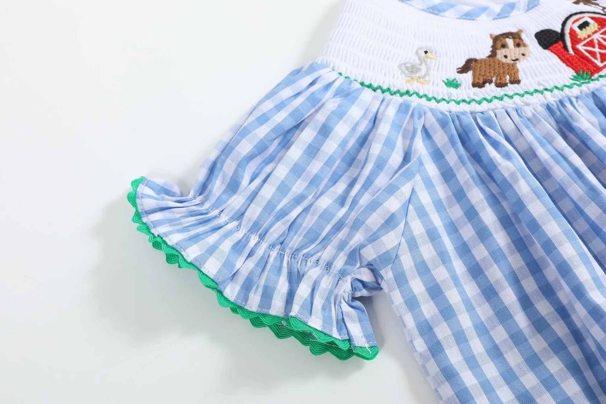 Blue Gingham Farm Smocked Bishop Dress Lil Cactus